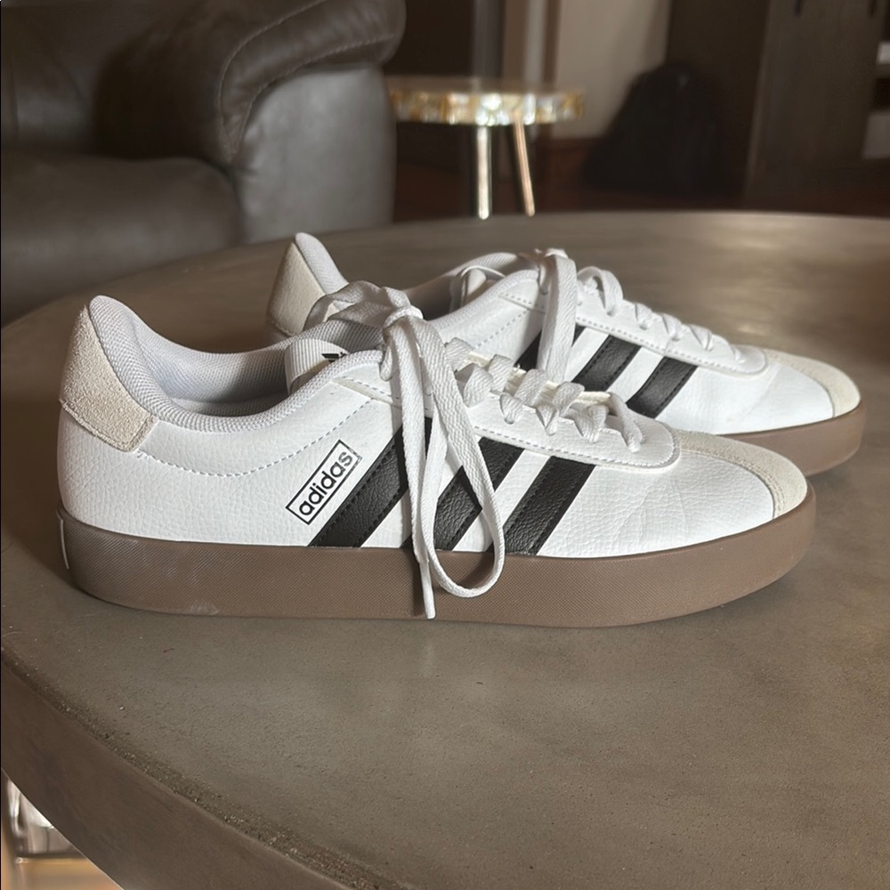 Like New, Adidas White and Black Sneakers Classic Style, Worn Once